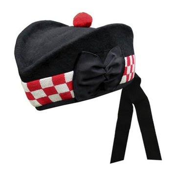 Black Glengarry Hat With White Red Dicing - biznimart